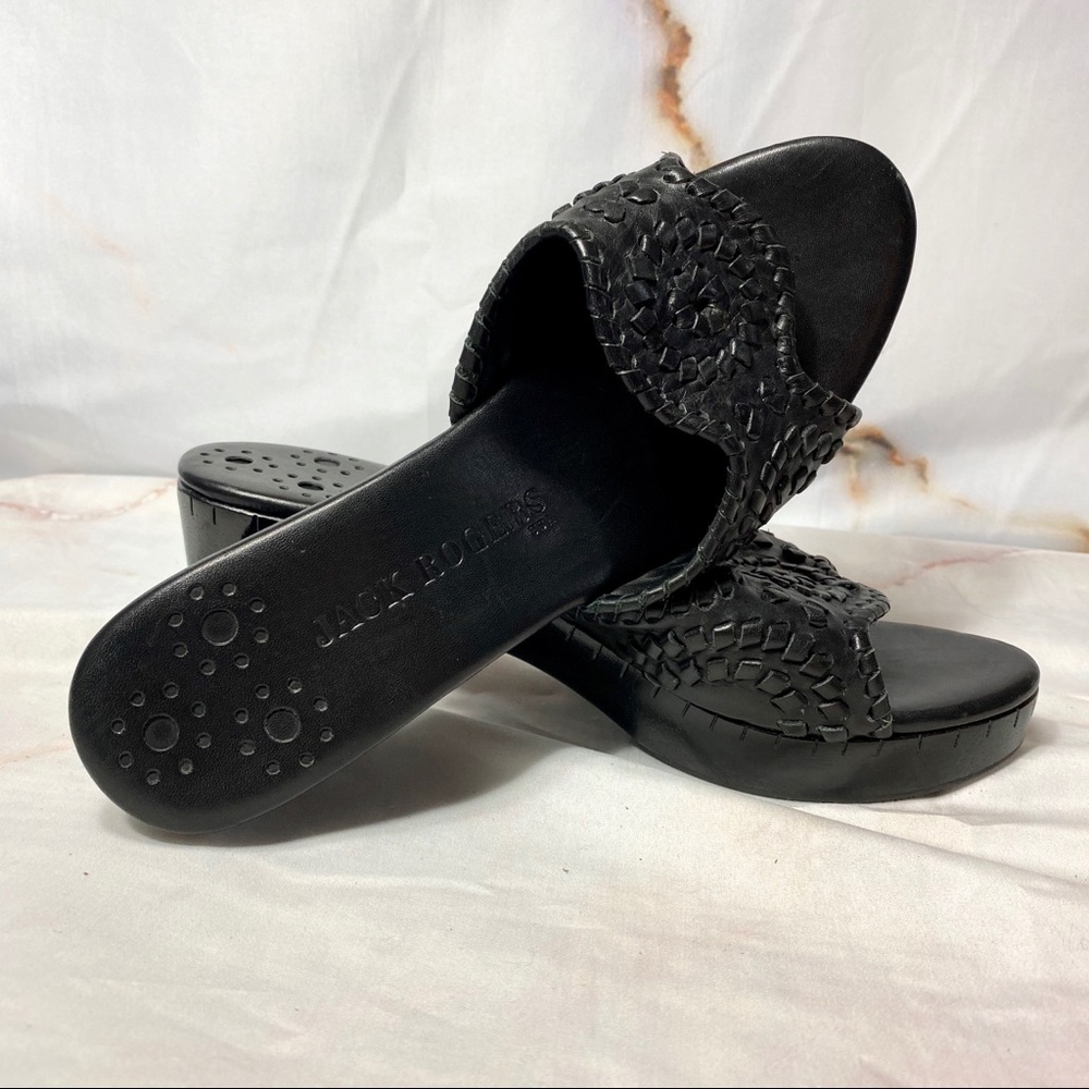 Jack Rogers black open toed mules size 7